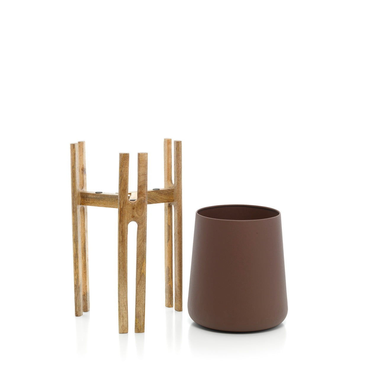 De plantenpot met gevorkte wortel - naturel bruin - L