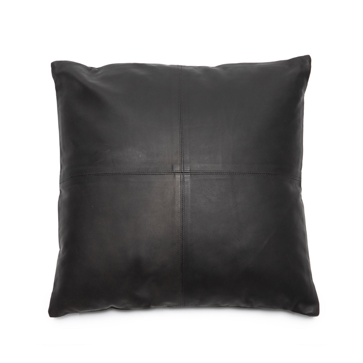 Leren kussenhoes met vier panelen - Zwart - 40x40