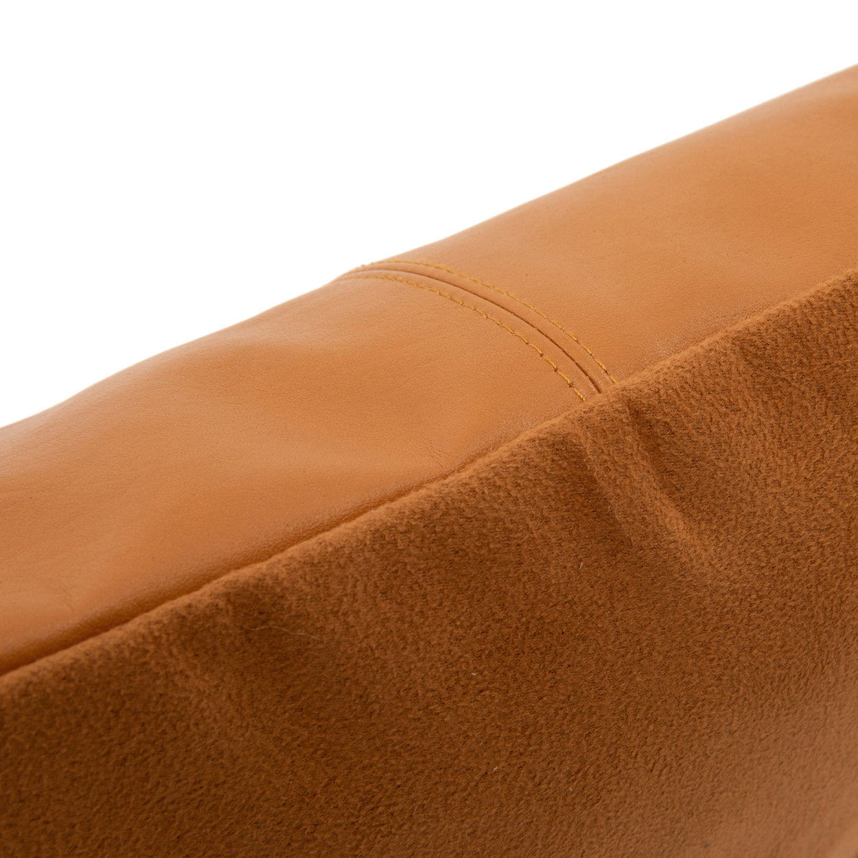 Leren kussenhoes met vier panelen - camel - 40x40