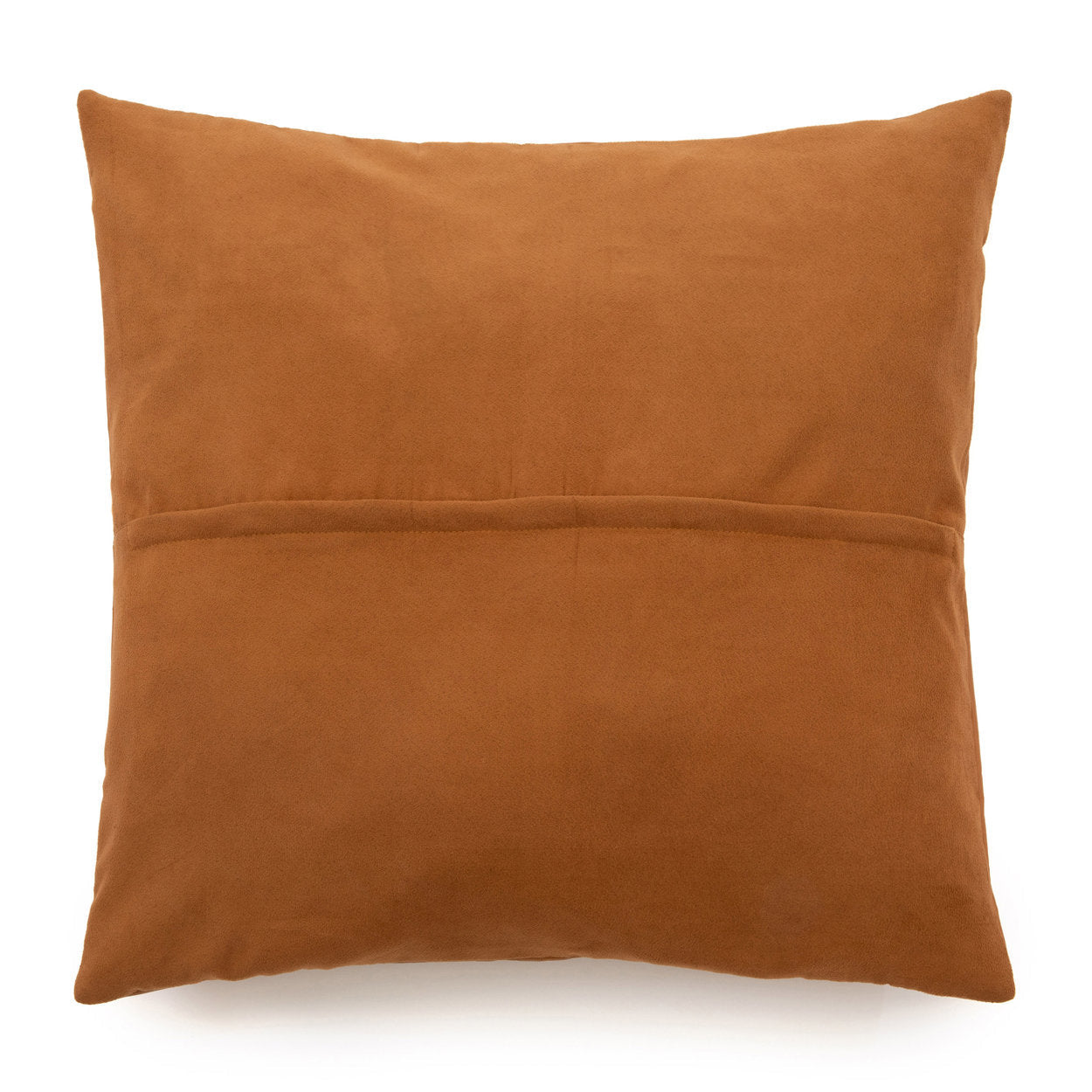 Leren kussenhoes met vier panelen - camel - 60x60 cm