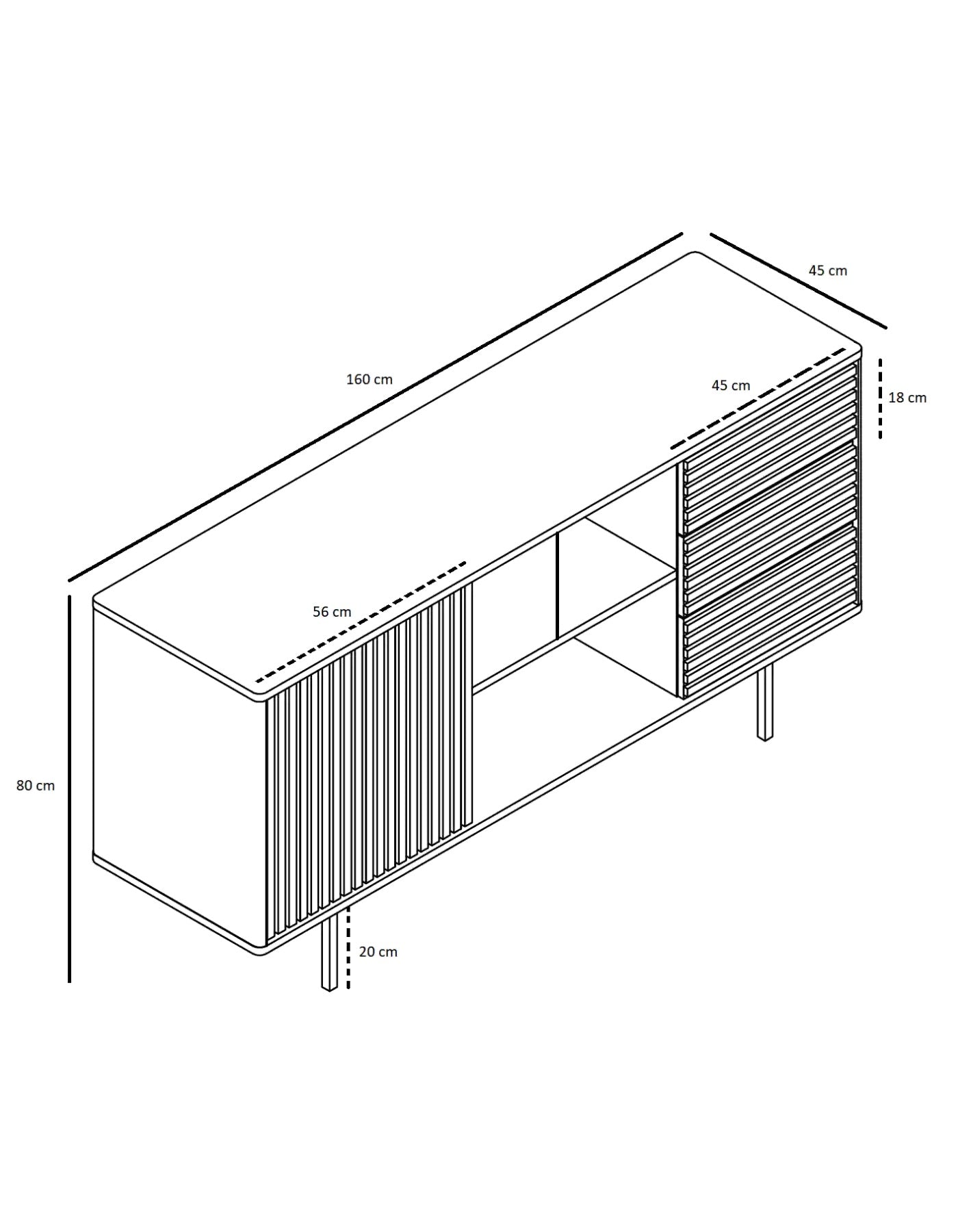Sense dressoir - natuurlijk essenhout