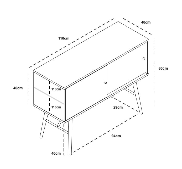 Dawn dressoir - 2 schuifdeuren