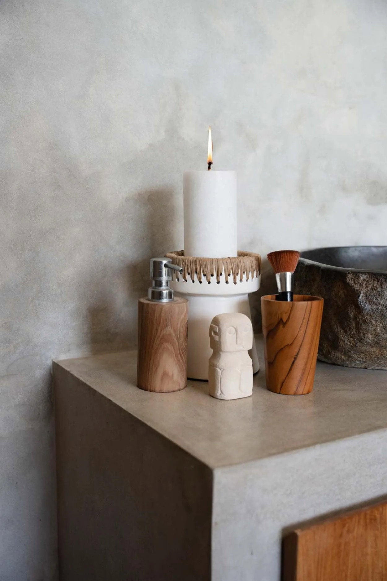 De mooie kaarsenhouder - wit naturel - M
