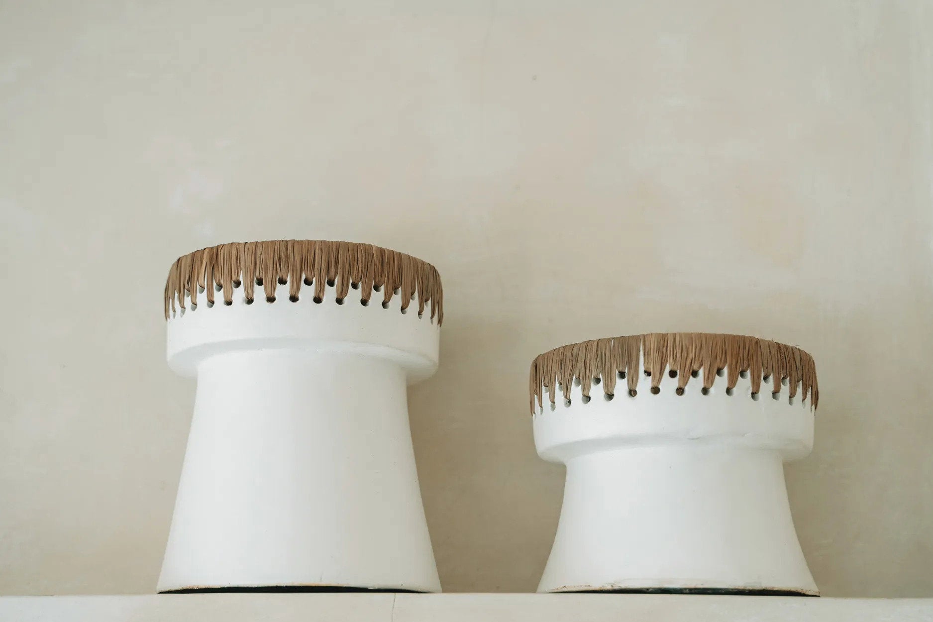De mooie kaarsenhouder - wit naturel - M