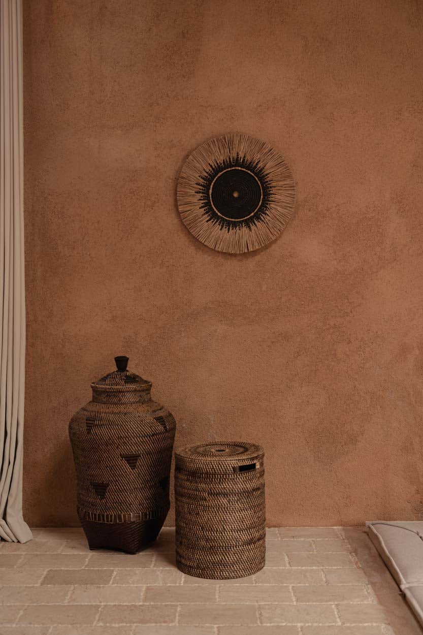 De Raffia Macramé Muurdecoratie - Zwart/Naturel