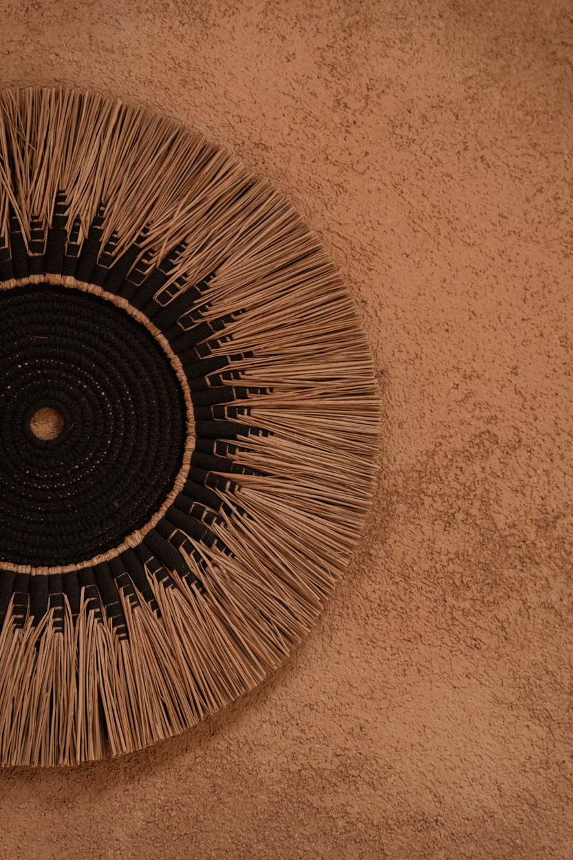 De Raffia Macramé Muurdecoratie - Zwart/Naturel