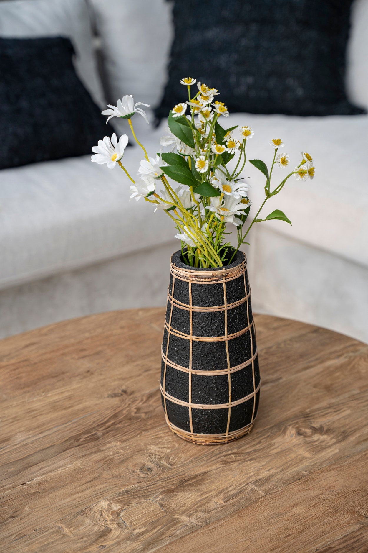 De Cutie Vaas - Zwart/Naturel - L