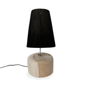 De raffia teakhouten tafellamp - natuurlijk zwart