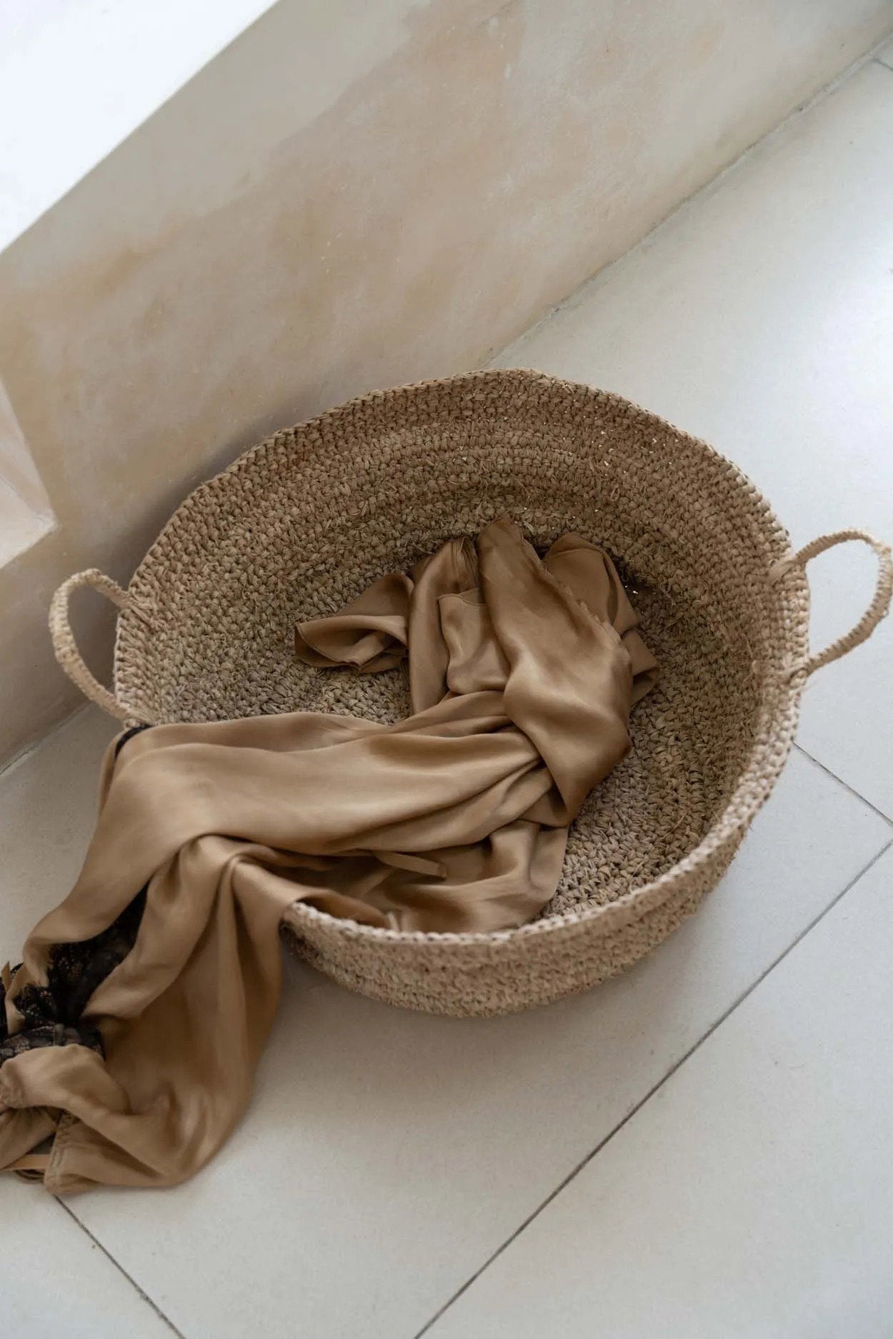 De Raffia mand-dienbladen - naturel - L
