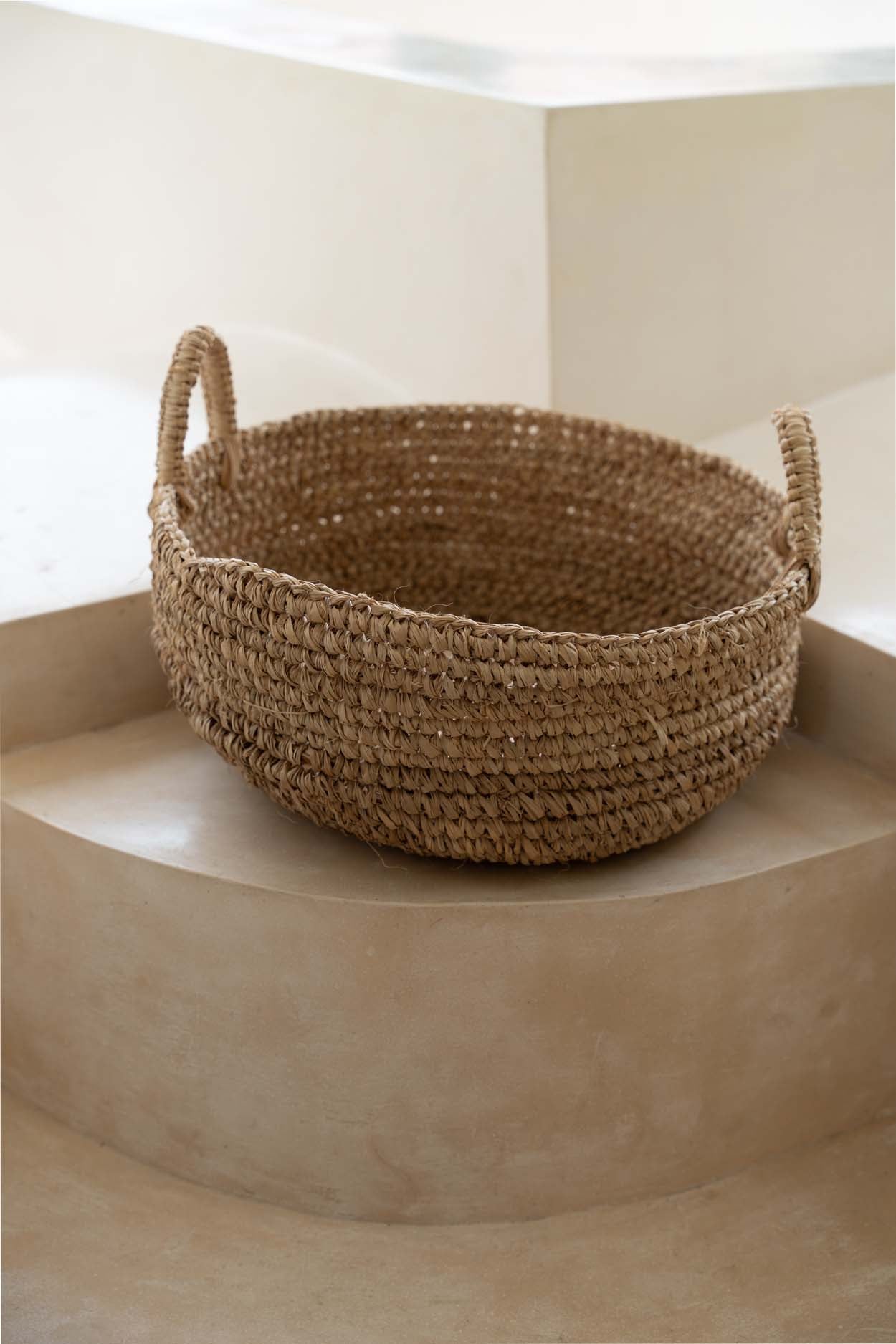 De Raffia mand-dienbladen - naturel - L