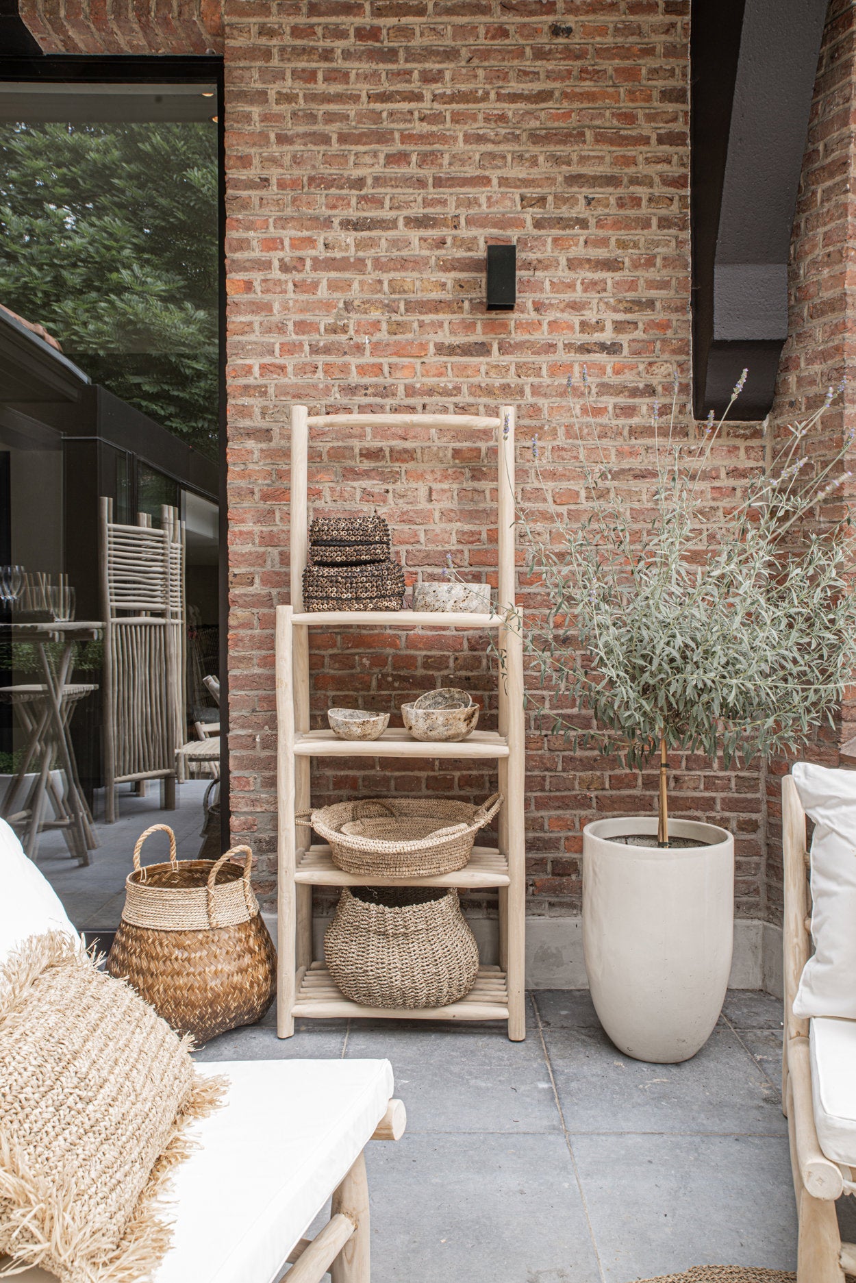 De raffia mand-dienbladen - naturel - S