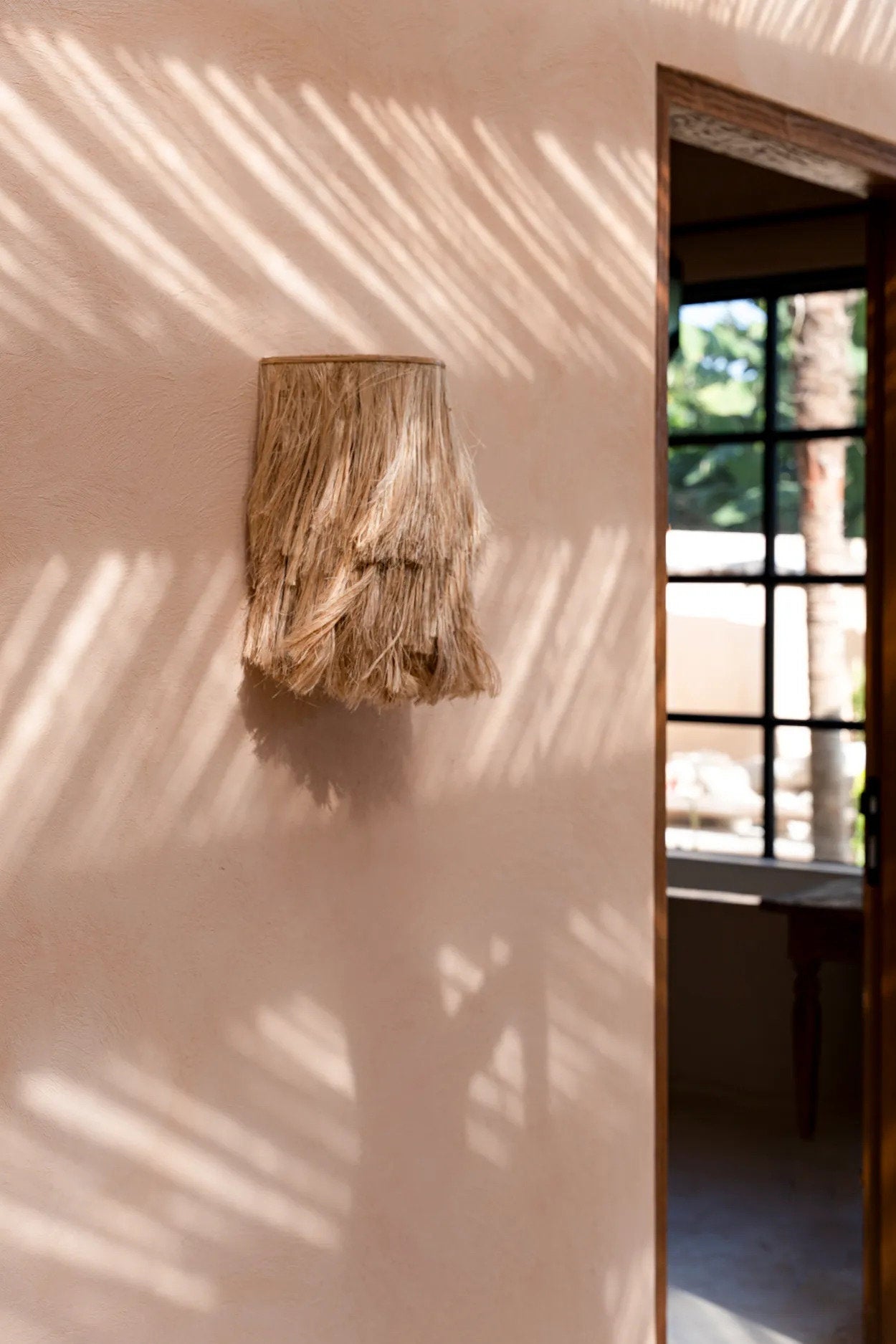 De Abaca wandlamp - naturel - S