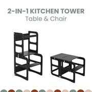 2-in-1 transformeerbare keukentoren - tafel- en stoelset