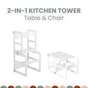 2-in-1 transformeerbare keukentoren - tafel- en stoelset