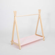 Kinderkledingrek met opbergruimte, hout, roze