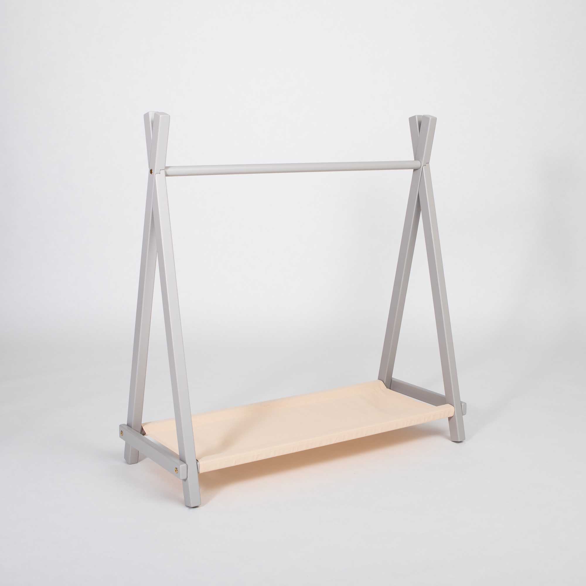 Kinderkledingrek met opbergruimte, grijs, beige