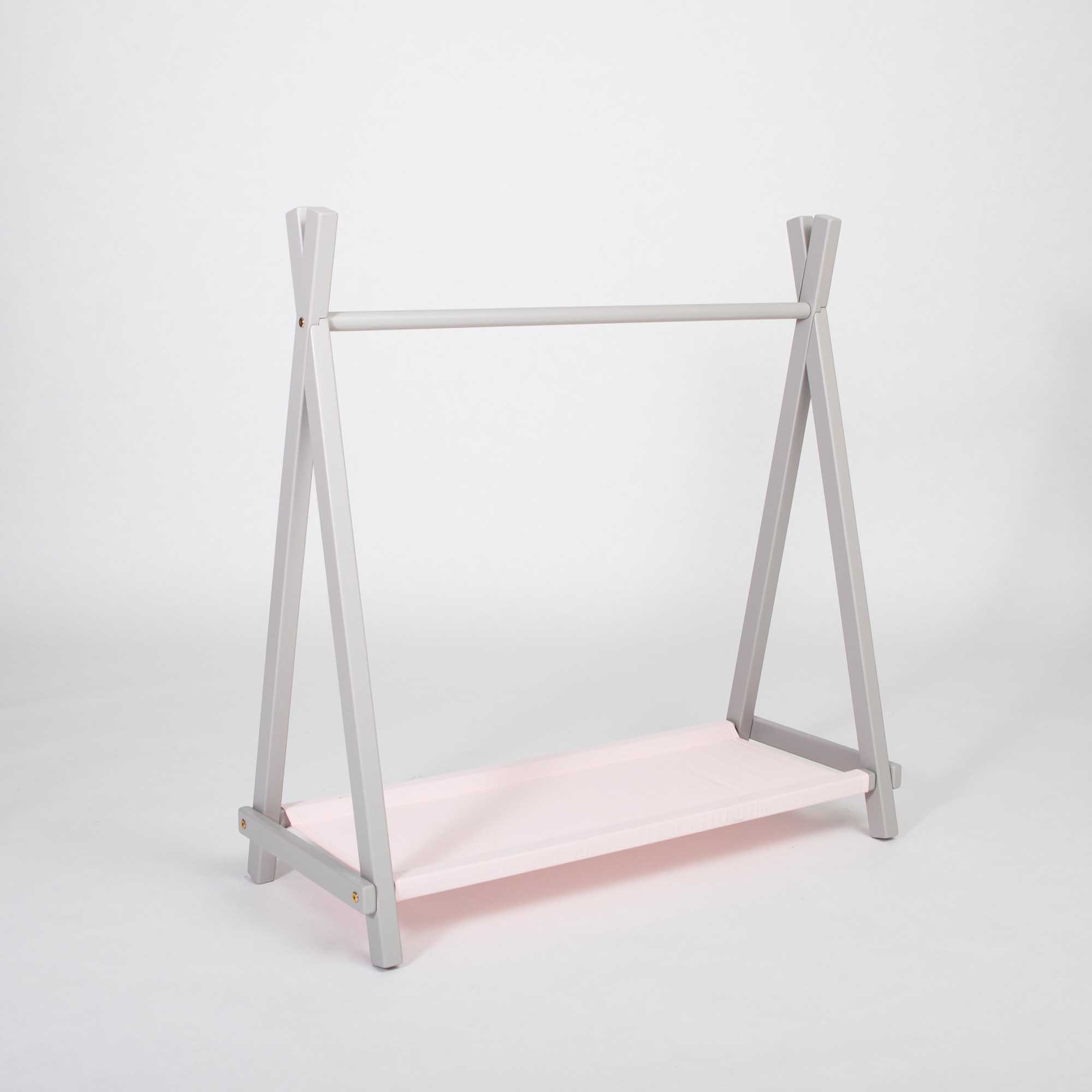 Kinderkledingrek met opbergruimte, grijs, roze