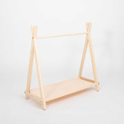 Kinderkledingrek met opbergruimte, hout, crème
