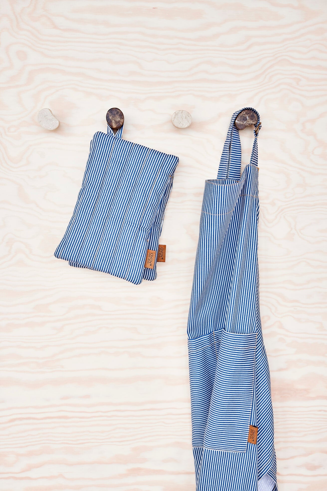 Gestreepte denim schort