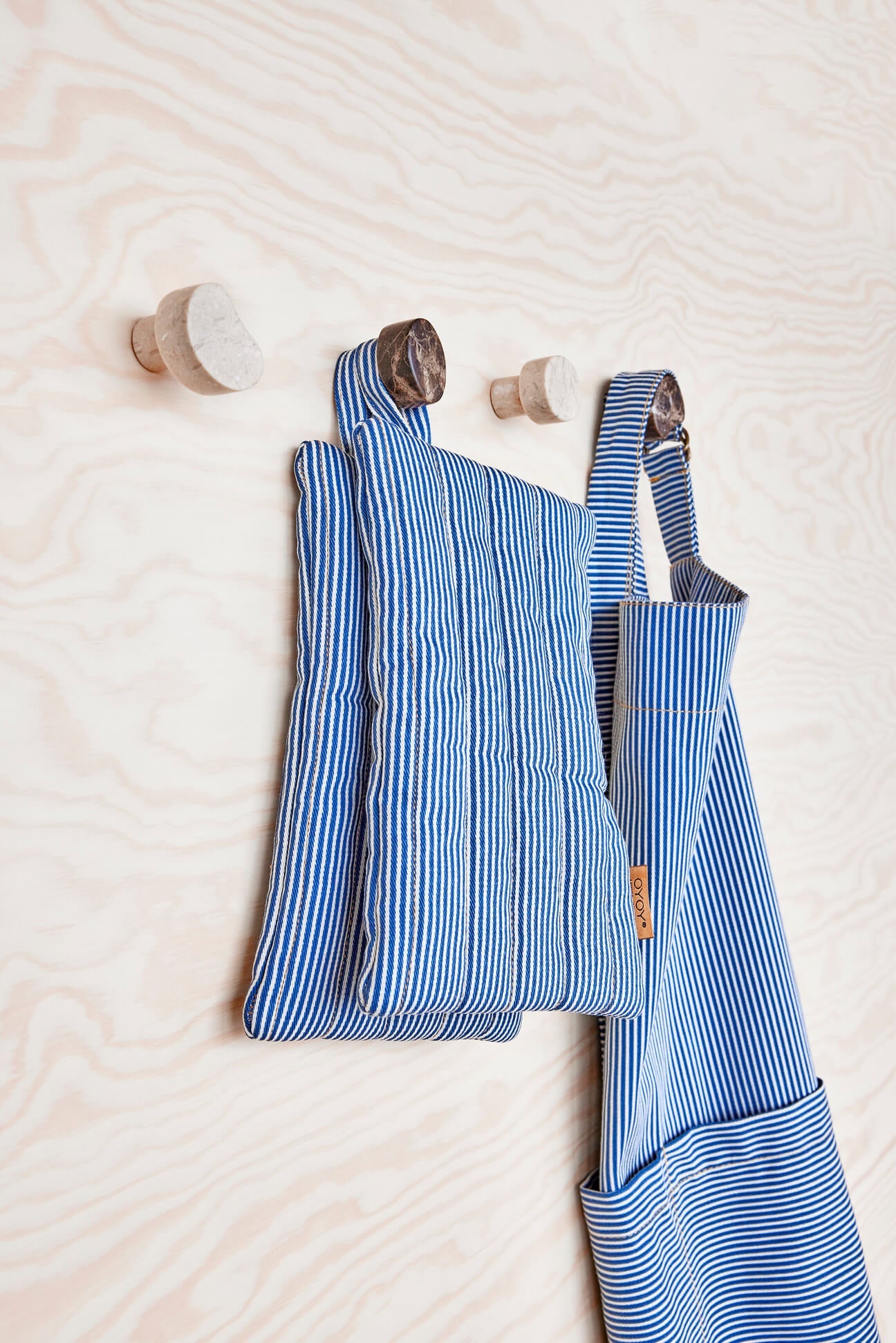 Gestreepte denim schort