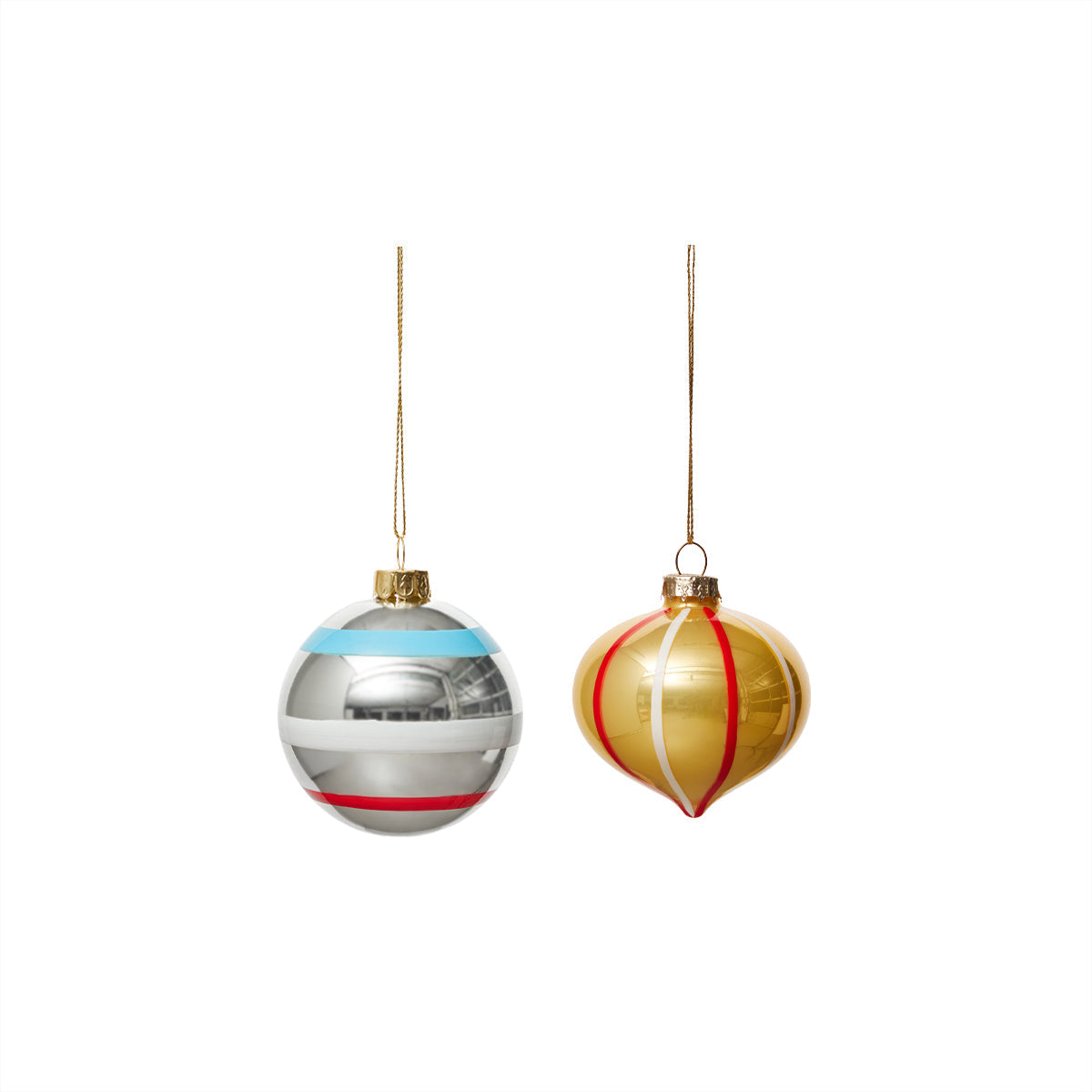 Vintage glazen kerstbal nr. 2 - set van 2