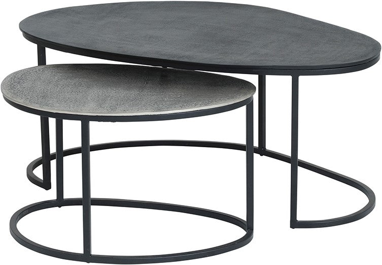 Napa salontafel, set van 2, zwart / antiek zilver