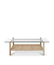 Neo - salontafel van naturel eiken met glazen blad
