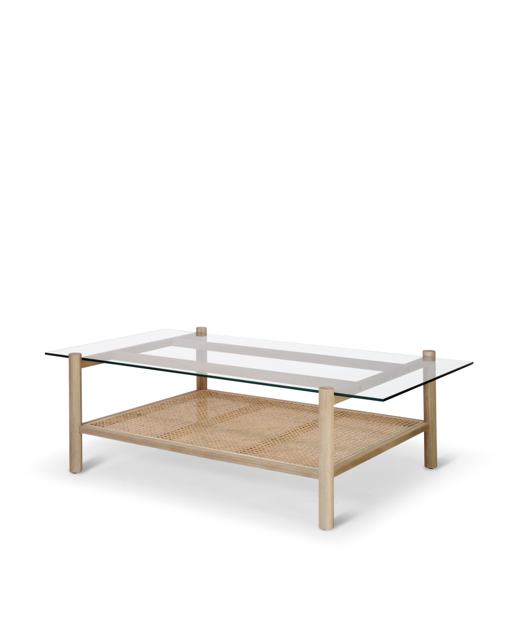 Neo - salontafel van naturel eiken met glazen blad