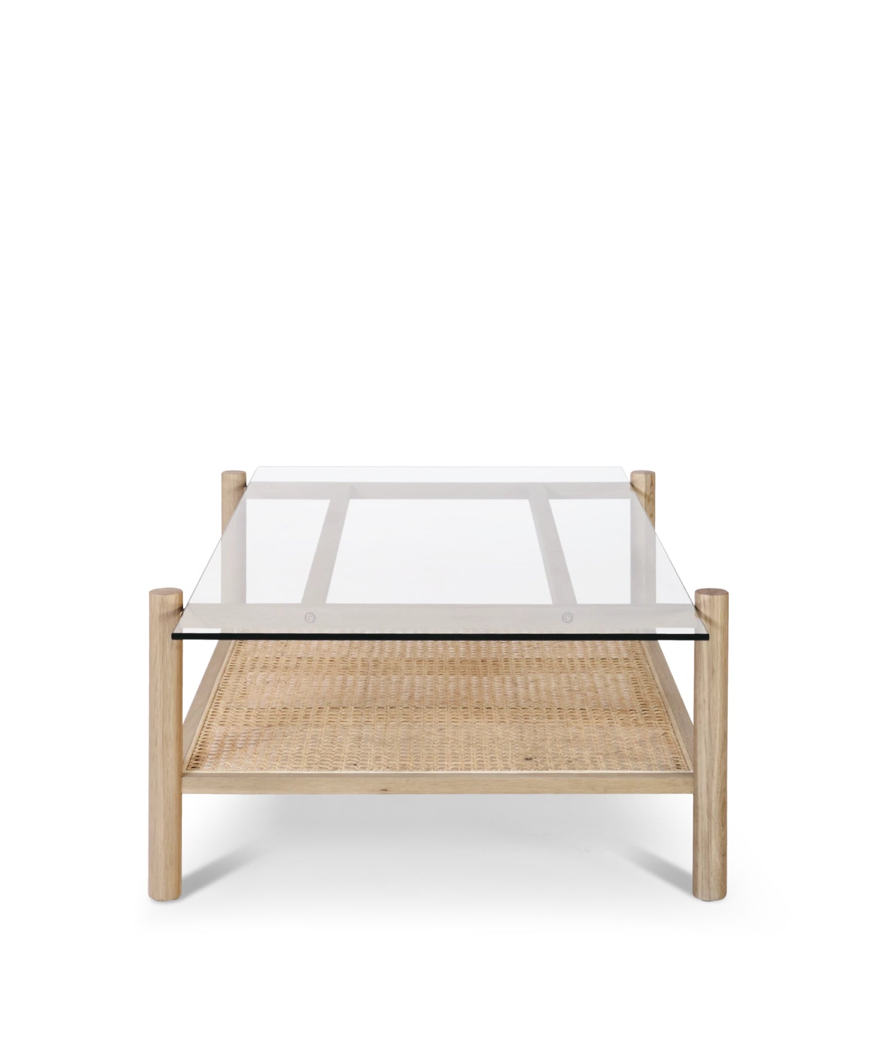 Neo - salontafel van naturel eiken met glazen blad