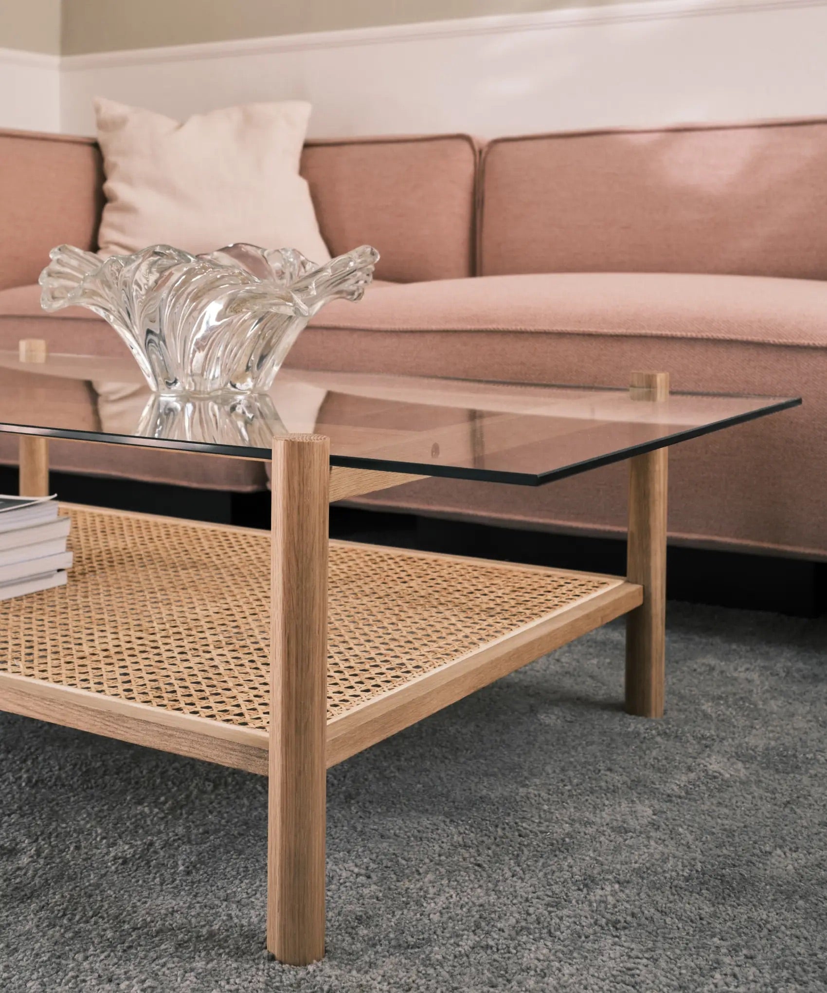 Neo - salontafel van naturel eiken met glazen blad