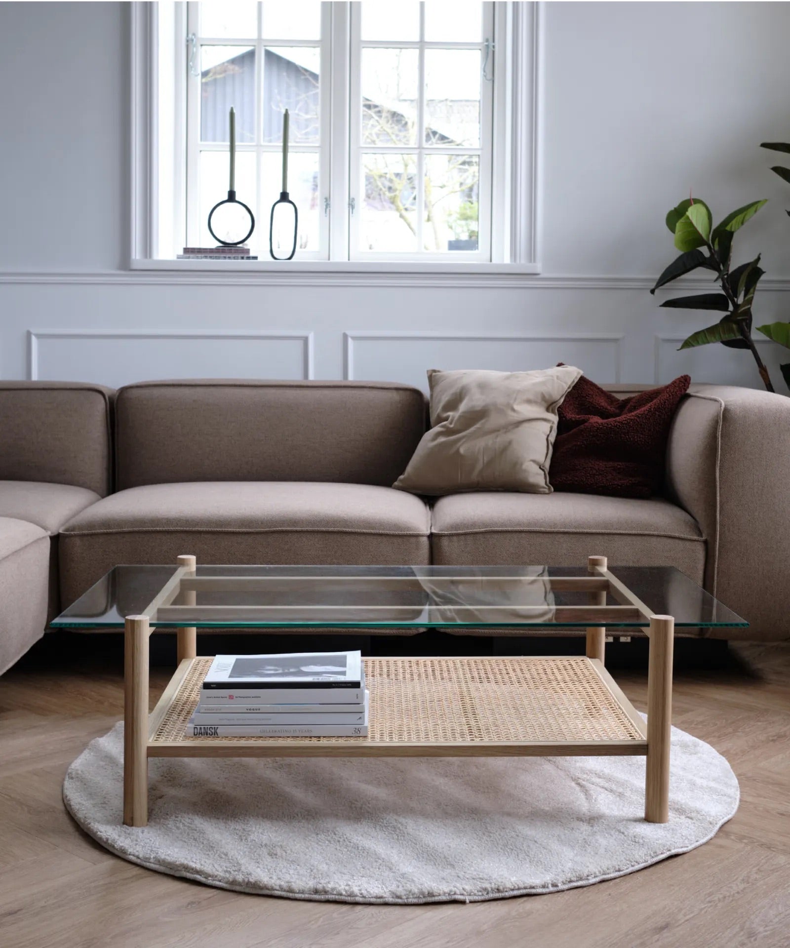Neo - salontafel van naturel eiken met glazen blad