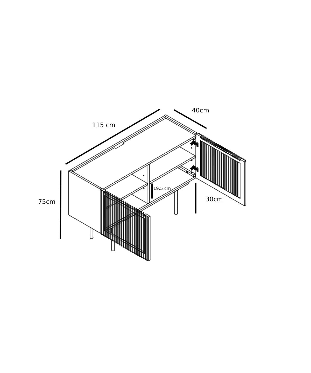 Louvre klein dressoir - zwart eiken
