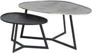 Novato salontafel, set van 2, antiek zilver / zwart - Organisch
