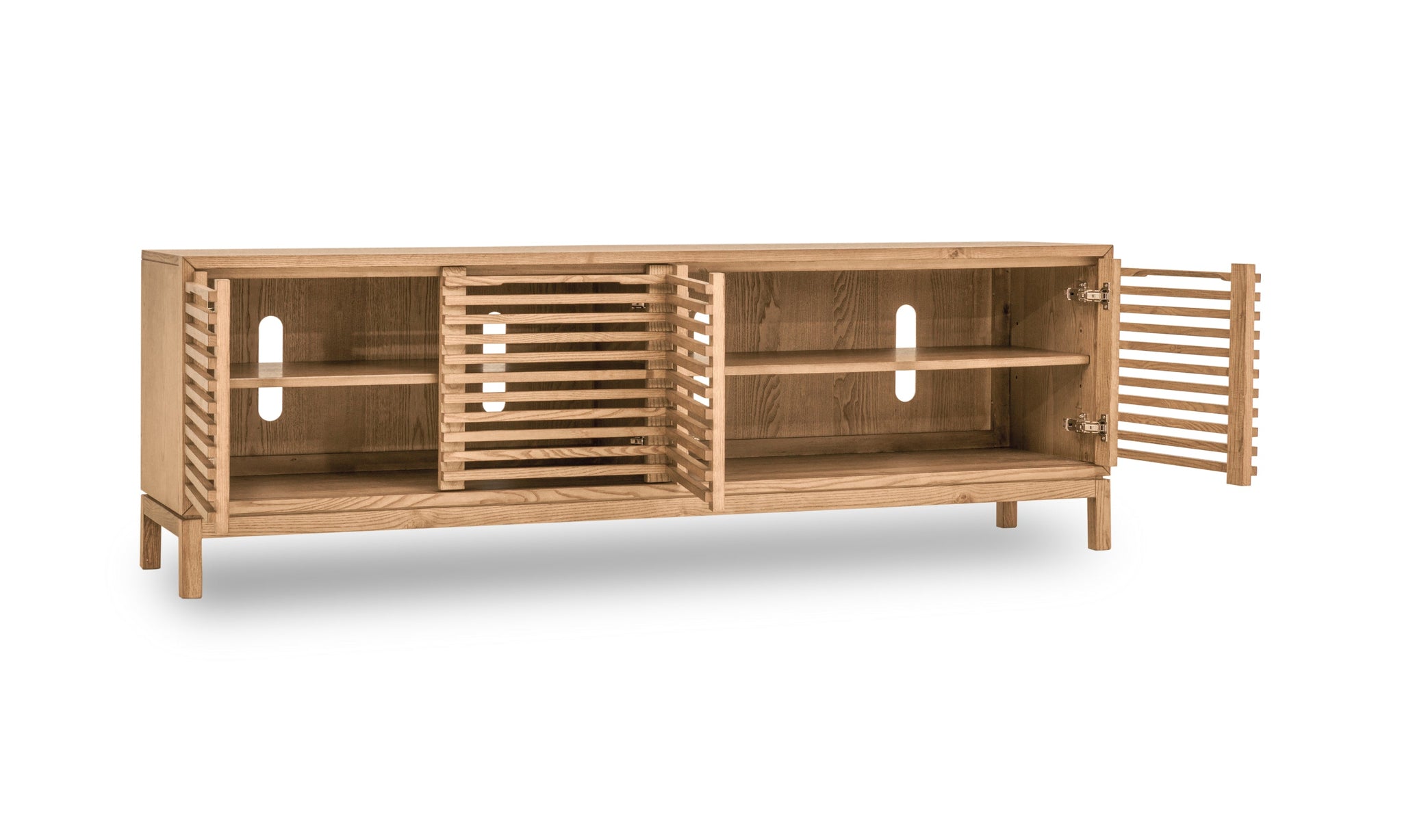 Tanner vierdeurs TV-meubel van essenhout in vlaskleur