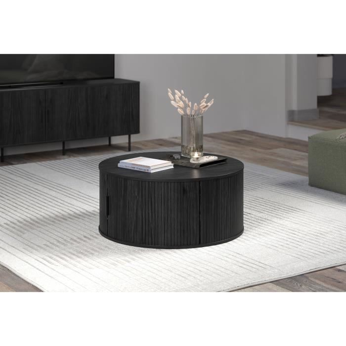 Salontafel - Rond - MDF - Zwart - Essential - Diameter 80 cm - Hoogte 36 cm - RONIN