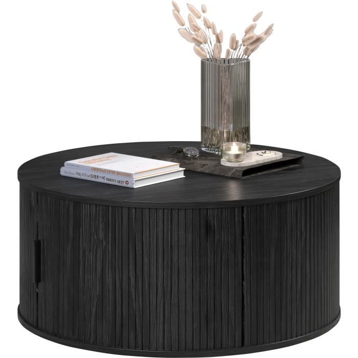 Salontafel - Rond - MDF - Zwart - Essential - Diameter 80 cm - Hoogte 36 cm - RONIN