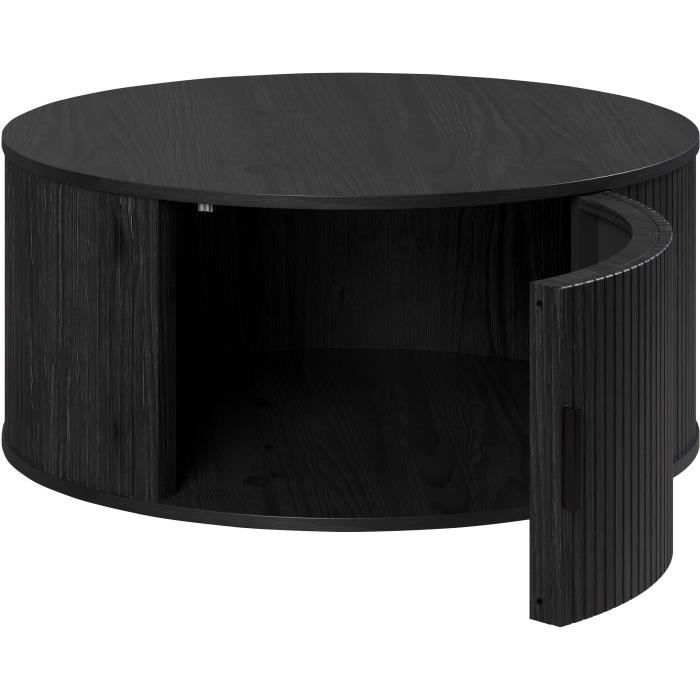 Salontafel - Rond - MDF - Zwart - Essential - Diameter 80 cm - Hoogte 36 cm - RONIN