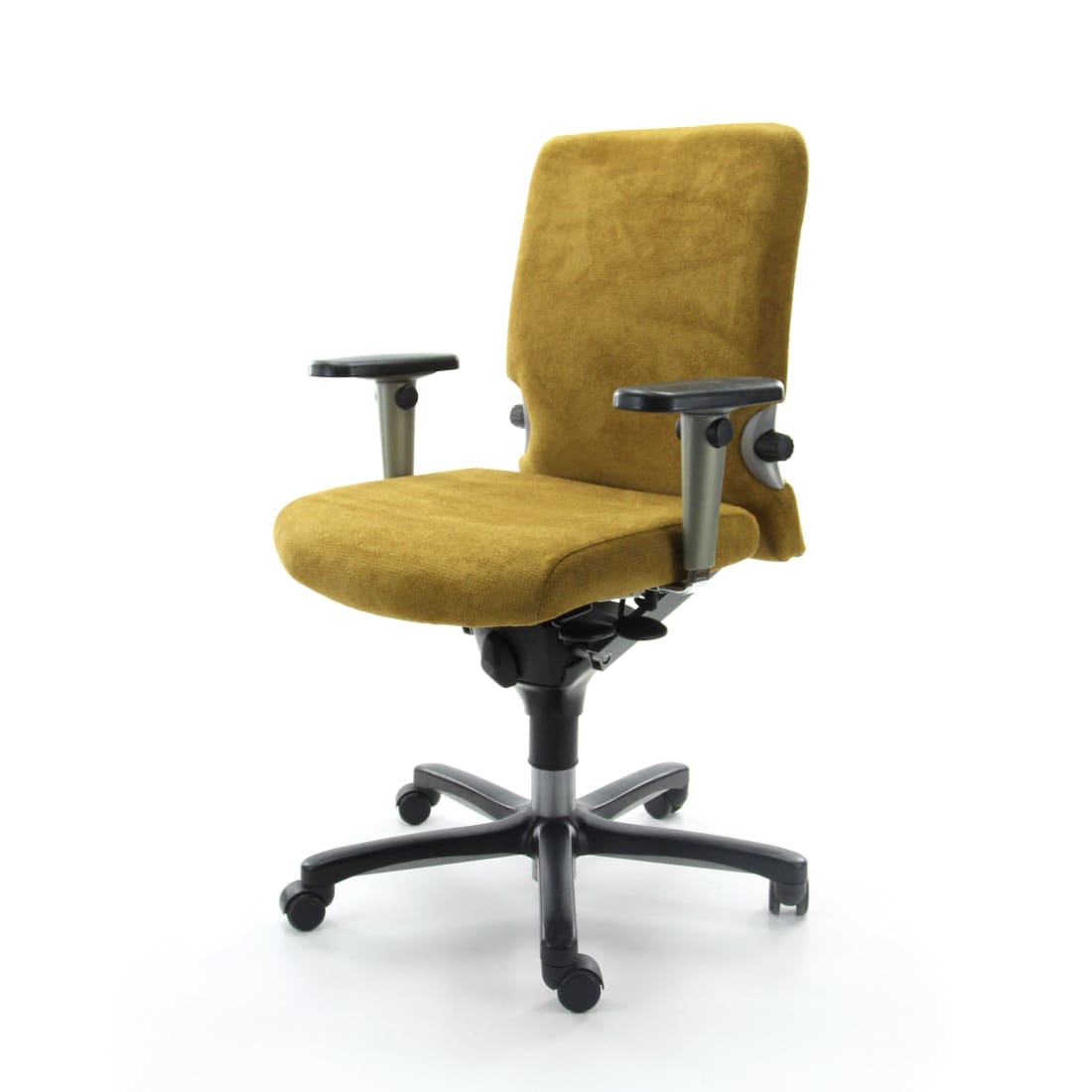 Ergonomische gele bureaustoel Regain Comforto 77 NPR1813 - zwart onderstel (Refurbished)