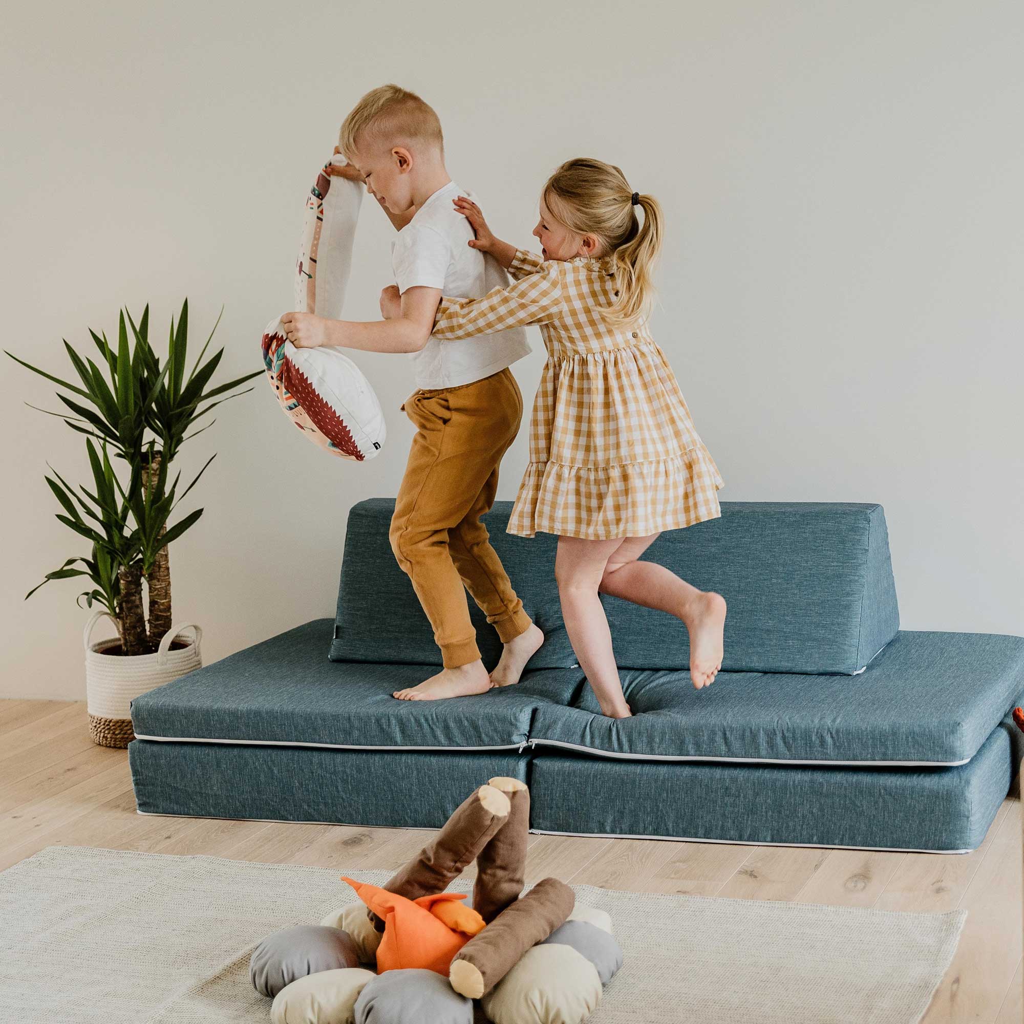 Speelbank kinderen, Blauw, modulair, Bank kinderkamer