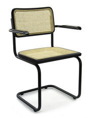 Workliving Bas Eetkamerstoel - Rotan Design Zwart - met armleggers