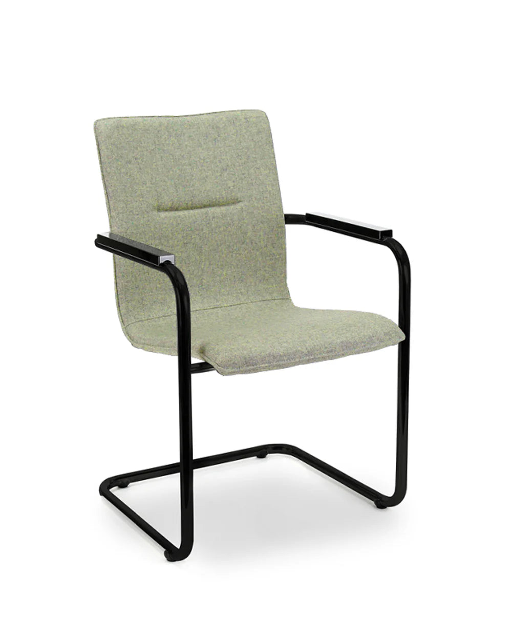 Workliving Vergaderstoel X6 - Sledeframe - Wolvilt Fenice 455 zachtgroen - frame zwart