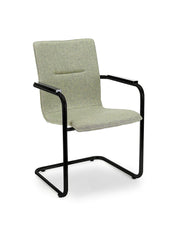 Workliving Vergaderstoel X6 - Sledeframe - Wolvilt Fenice 455 zachtgroen - frame zwart