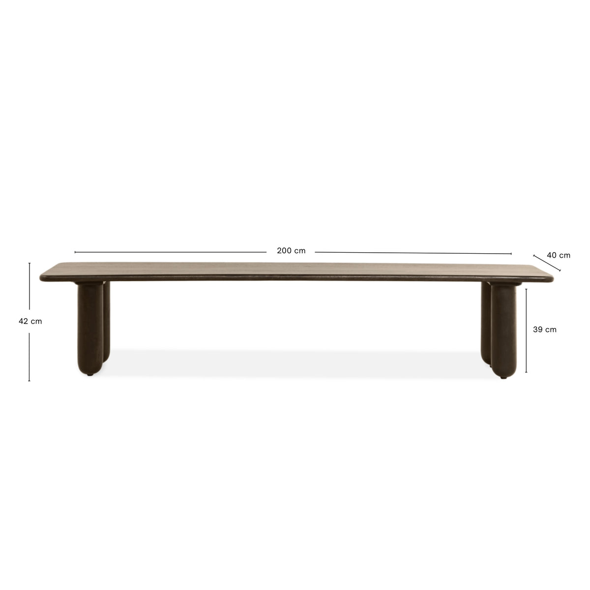 Eetbank Rondo - 200cm Donkerbruin