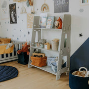 Montessori speelgoedkast, grijs hout
