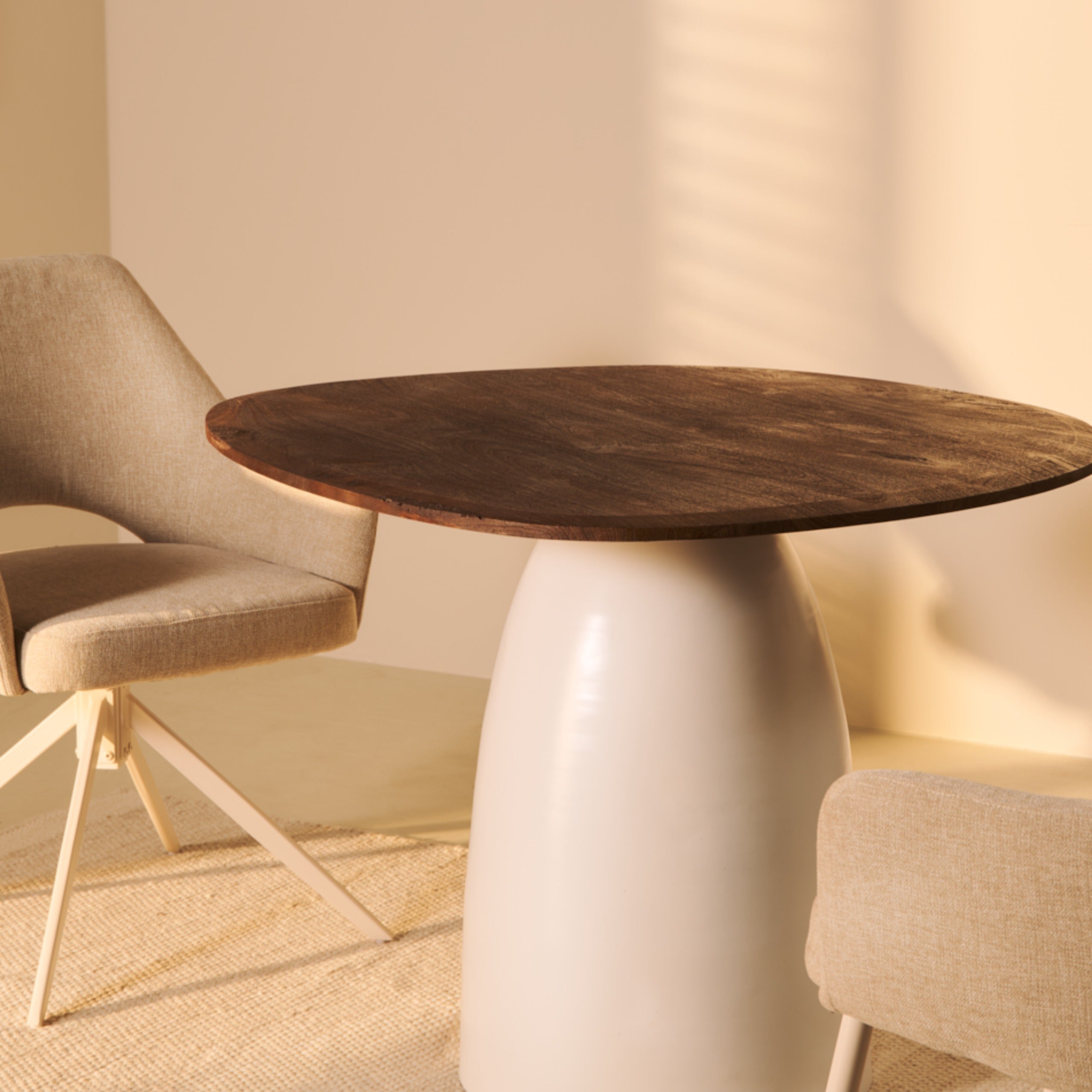 Eettafel Bora - Ø120 cm Bruin & Beige