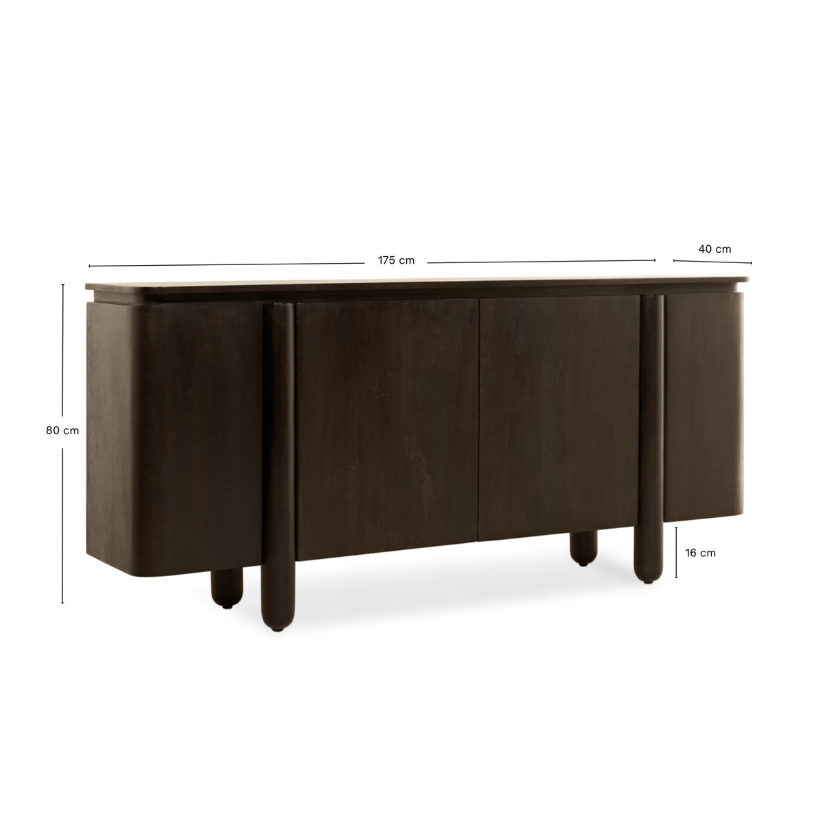 Dressoir Rondo - 175 cm donkerbruin