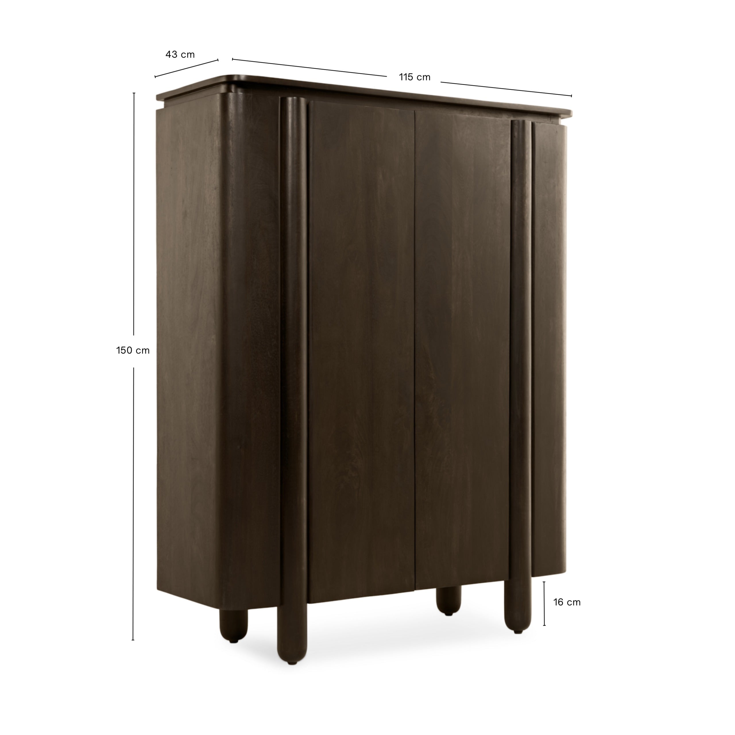 Wandkast Rondo - 150cm Donkerbruin