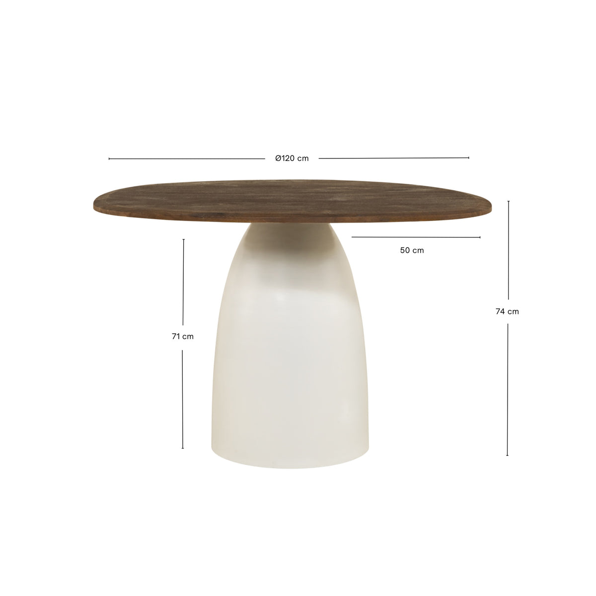 Eettafel Bora - Ø120 cm Bruin & Beige