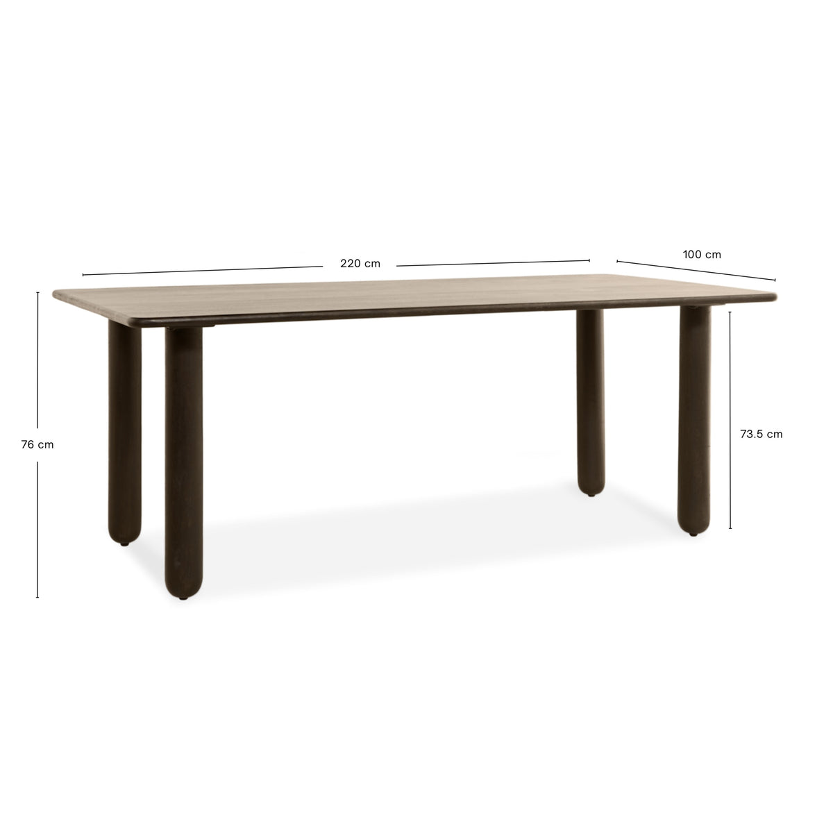 Eettafel Rondo - 220cm Donkerbruin