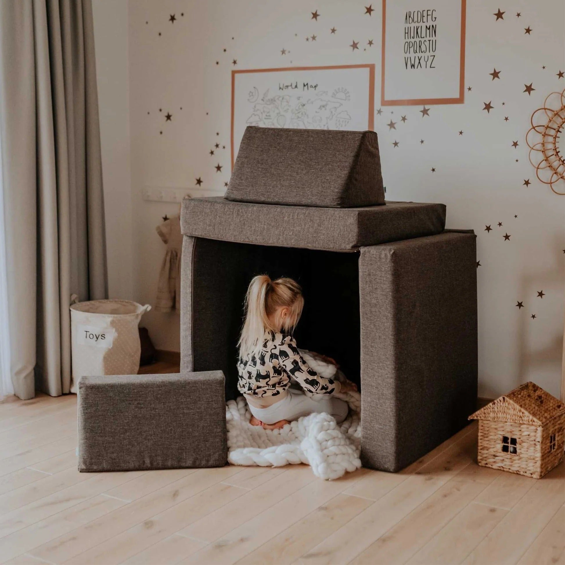 Speelbank kinderen, Bruin, modulair, Bank kinderkamer